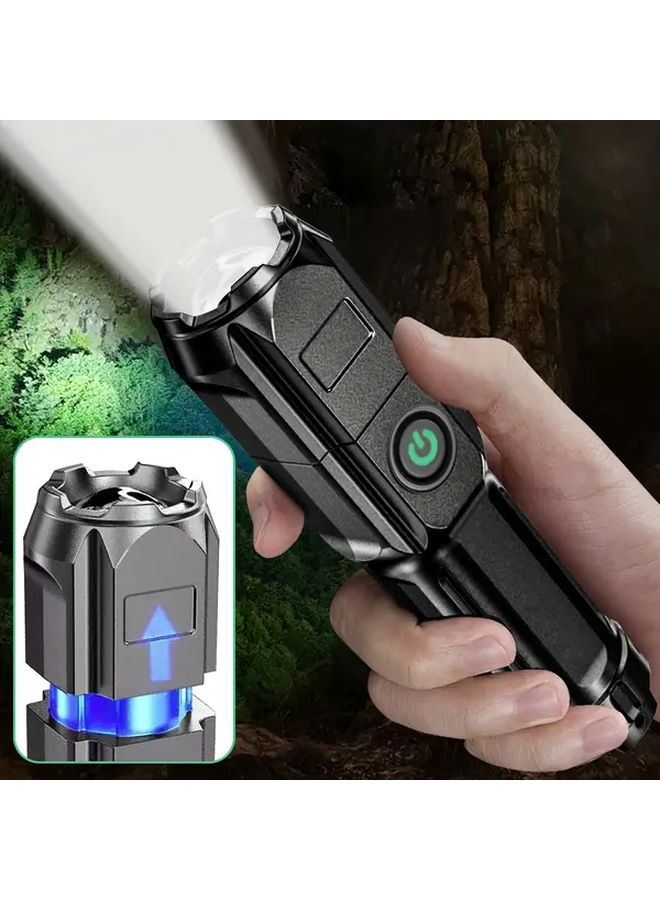 Super Bright Flashlight USB Rechargeable Retractable Zoom 3 Modes Portable For Camping - Image 3
