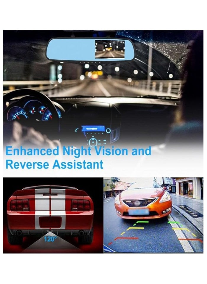 Zuleen - Vehicle Blackbox DVR Car Mirror Camera 1080P Dual Dash Camera Front & Rear View Camera HD Video Recorder 170° Wide Angle Support Night Vision G-Sensor Loop Recording Camera - Image 1