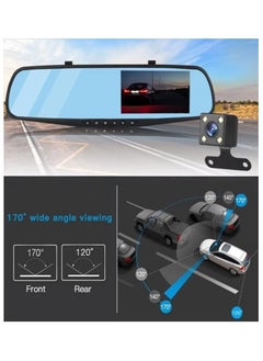 Zuleen Vehicle Blackbox DVR Car Mirror Camera 1080P Dual Dash Camera Front & Rear View Camera HD Video Recorder 170° Wide Angle Support Night Vision G-Sensor Loop Recording Camera  - Image 5