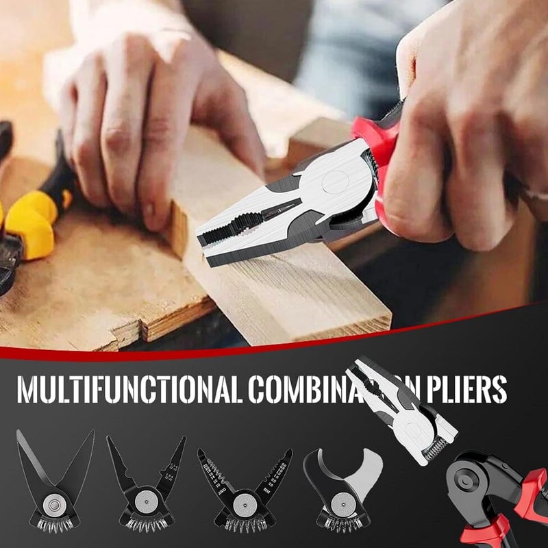 IQS Enterprise 5In1 Multifunctional Wire Stripper Combination Interchangeable Pliers Kit Wire Stripper Wire Crimping Tool Linesman Pliers Cable Cutter Electricians Scissor with Storage Case 1 pcs - Image 5