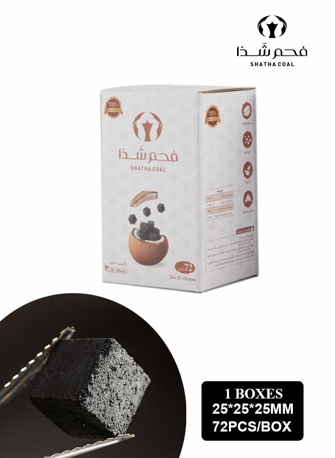 1KG 72PCS 100% Natural Coconut Shell Charcoal Cubes, Long Burning Premium Charcoal