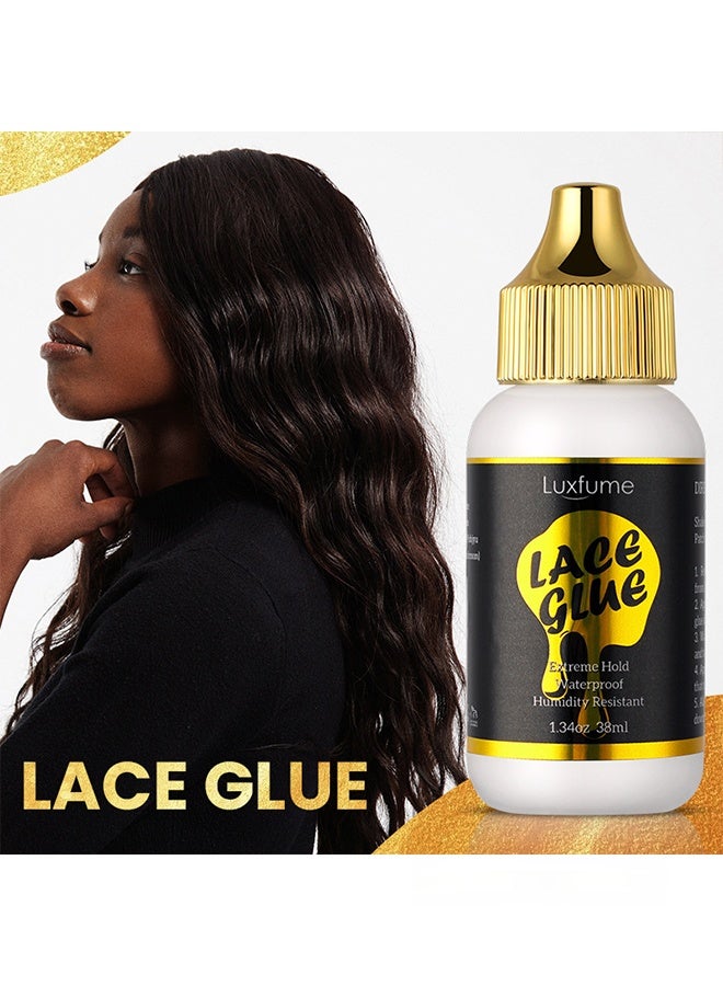 Luxfume Lace Glue, Waterproof & Super Hold, Wig Glue For Front Lace Wig, Fast Drying, No Residue Formula, Waterproof And Oil-Resistant For Hairpiece Closure Frontal Toupee Systems,38ml - Image 2