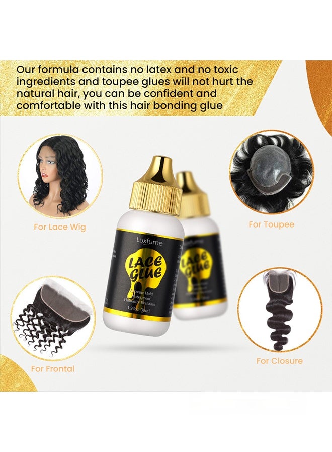 Luxfume Lace Glue, Waterproof & Super Hold, Wig Glue For Front Lace Wig, Fast Drying, No Residue Formula, Waterproof And Oil-Resistant For Hairpiece Closure Frontal Toupee Systems,38ml - Image 3