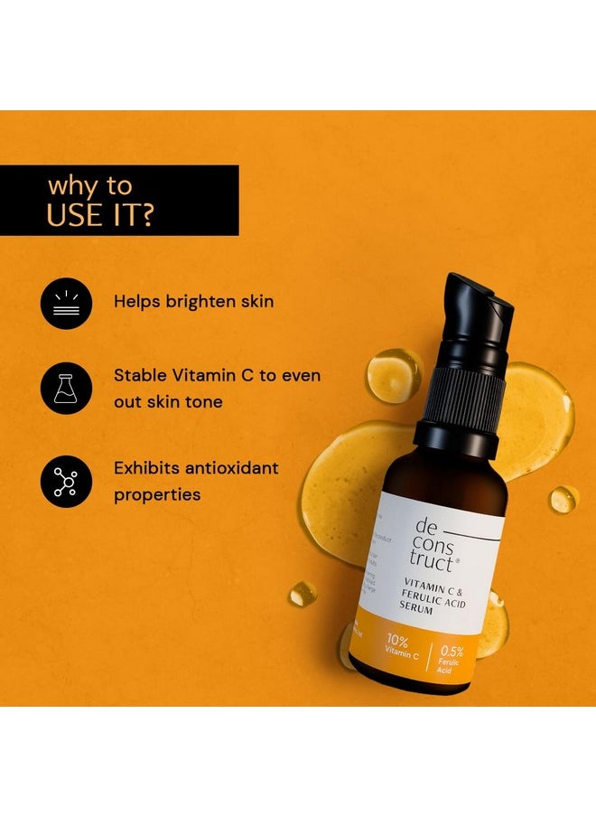 Deconstruct 10% Non-Irritating Vitamin C Face Serum For Glowing Skin|10% Vitamin C + 0.5% Ferulic Acid|Water Based Serum|Highly Stable Vitamin C Face Serum For Women And Men|Beginner Friendly|30 Ml  - Image 4