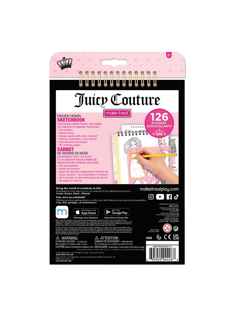 Make It Real Juicy Couture: Fashion Design Sketchbook - Make It Real, Includes 137 Stickers & Stencils, Draw Sketch & Create, Fashion Coloring Book, Tweens & Girls, Kids Ages 6+  - Image 2