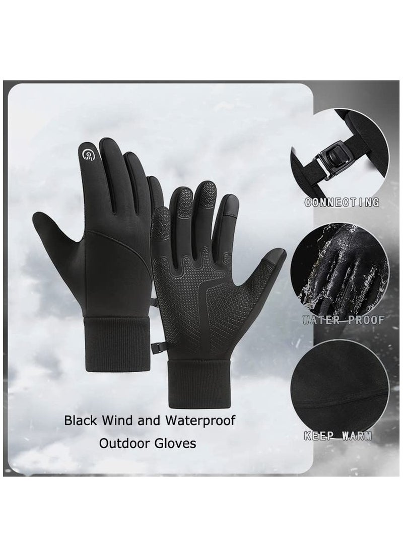 SYOSI - Winter Thermal Gloves, Windproof Water-Resistant Gloves Anti-slip Touch Screen Cycling Gloves for Men Women Hiking Climbing Riding Bike Outdoor Sports(M) - Image 1