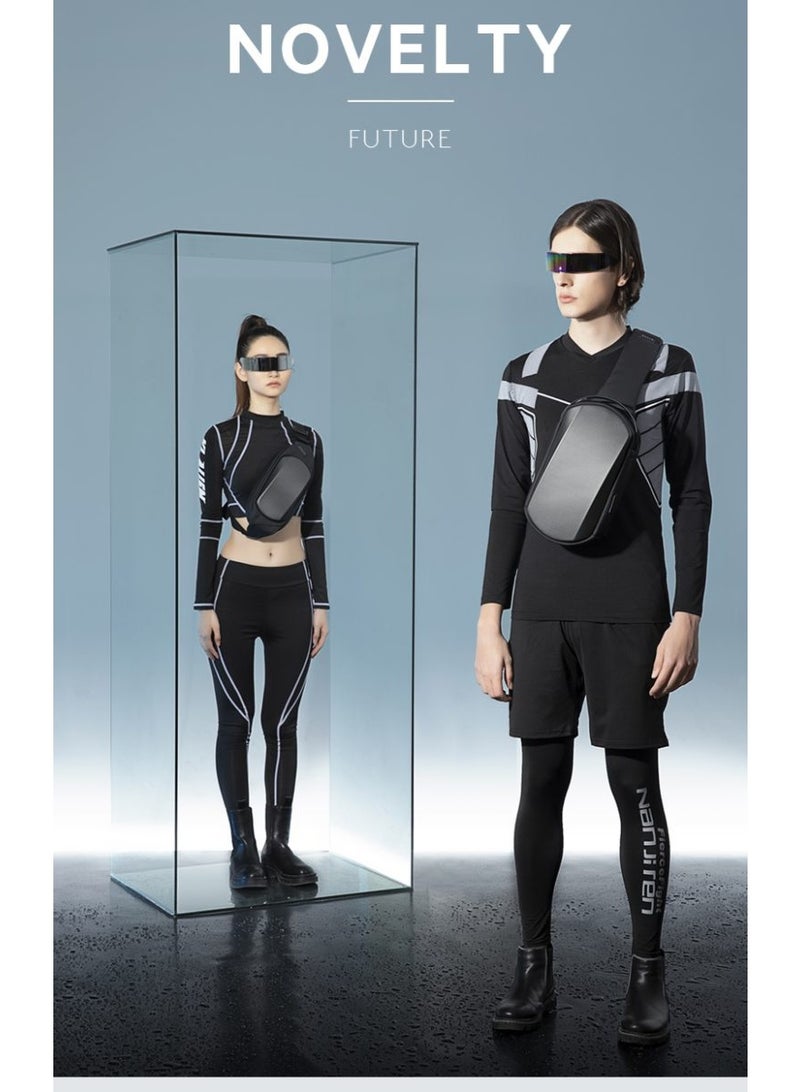 بانجي New Design Shoulder Trendy Casual Bange Crossbody Anti Theft Men Sling Bag 7266 Grey - Image 5