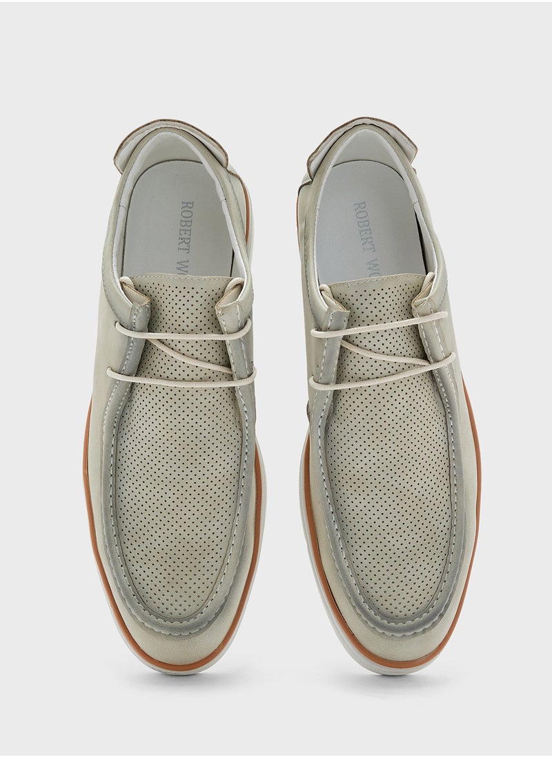 Robert Wood Perforation Detail Casual Lace Ups  - Image 4