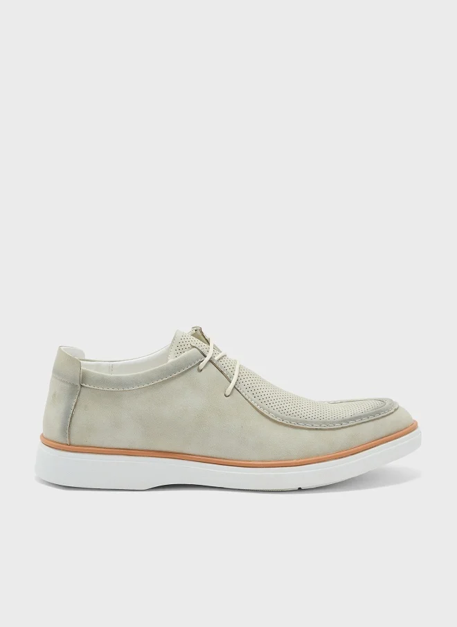 Perforation Detail Casual Lace Ups
