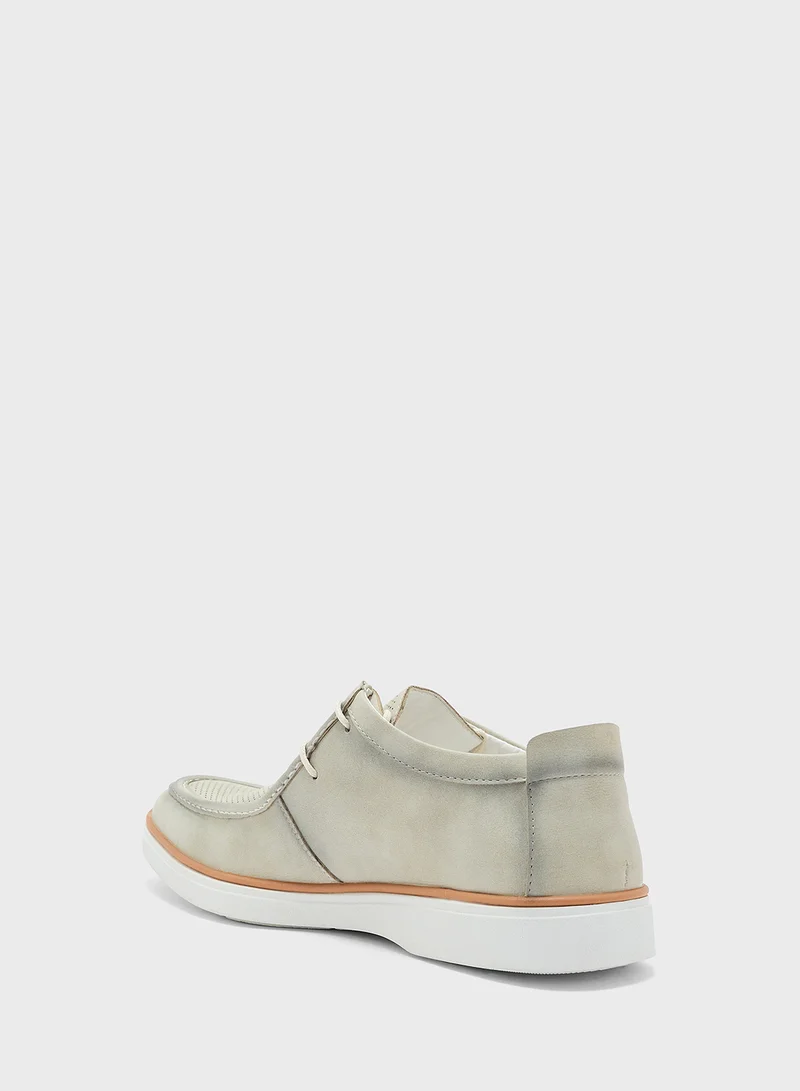 Robert Wood beige Perforation Detail Casual Lace Ups for Men | Best Price UAE