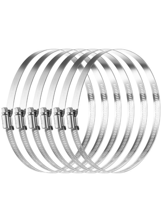 MIAHART 6 Inch Hose Clips 304 Stainless Steel Duct Clamps Pipe Clamps Adjustable 141Mm-165Mm Hose Clamp Pack Of 6 - Image 1