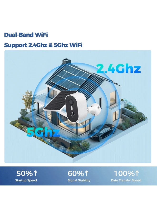 2.5K Solar Surveillance Camera WIFI Outdoor Wireless Home Surveillance Cameras with Ultra Standby Time Battery AI Detection PIR Color Night Vision Rugged Smart Monitoring Camera Black - Image 4