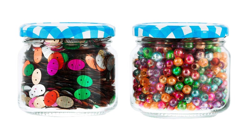 Machak Round Glass Jars Set For Kitchen Storage Airtight, 350ml, With Blue Lid (2 Pieces) - Image 1