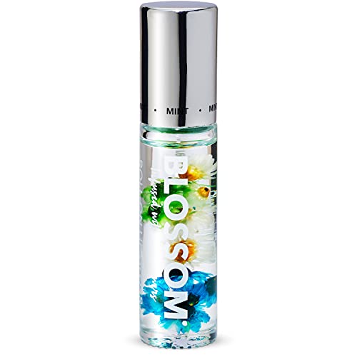 Blossom Roll on Lip Gloss Scented Clear High Shine Moisturizing Lip Oil Non Sticky Infused with Real Flowers Made in USA 02oz Mint