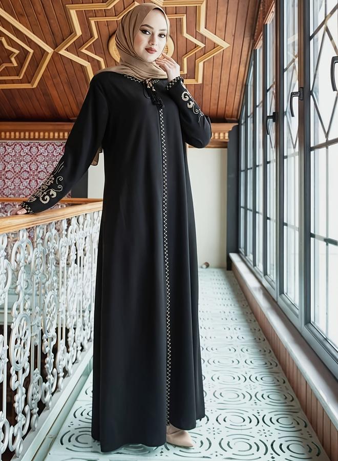 Take Two Black Embellished Tassel Detail A-Line Jalabiya - Image 3