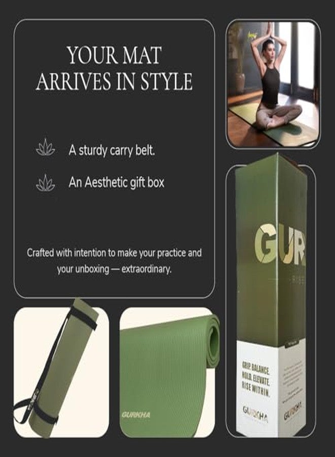 Gurkha 13mm GURKHA NBR Ultra-Cushioned Yoga Mat with Carry Strap for Men & Women | Category-Leading Comfort, Non-Slip Mat for Yoga, Pilates, HIIT & Floor Workouts | Joint-First Comfort Fitness Mat - Deep Forest | 6ft X 2ft - Image 3