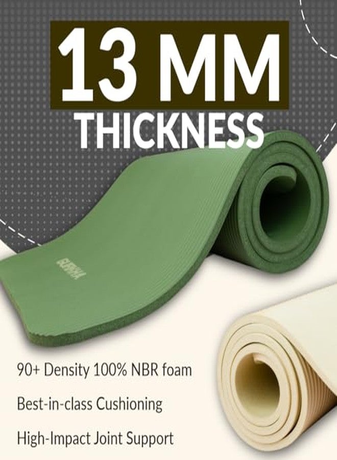 Gurkha 13mm GURKHA NBR Ultra-Cushioned Yoga Mat with Carry Strap for Men & Women | Category-Leading Comfort, Non-Slip Mat for Yoga, Pilates, HIIT & Floor Workouts | Joint-First Comfort Fitness Mat - Deep Forest | 6ft X 2ft - Image 4