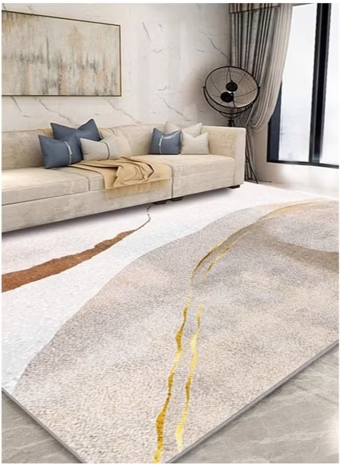 Arabest Rug Area Rug Carpet Modern Rugs for Living Room Bedroom Corridor Carpet Soft Non-Slip Rug Indoor Carpet Washable Abstract Carpet (Brown/Gold, 160×230 Cm)  - Image 1