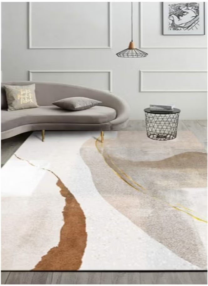 Arabest Rug Area Rug Carpet Modern Rugs for Living Room Bedroom Corridor Carpet Soft Non-Slip Rug Indoor Carpet Washable Abstract Carpet (Brown/Gold, 160×230 Cm)  - Image 3