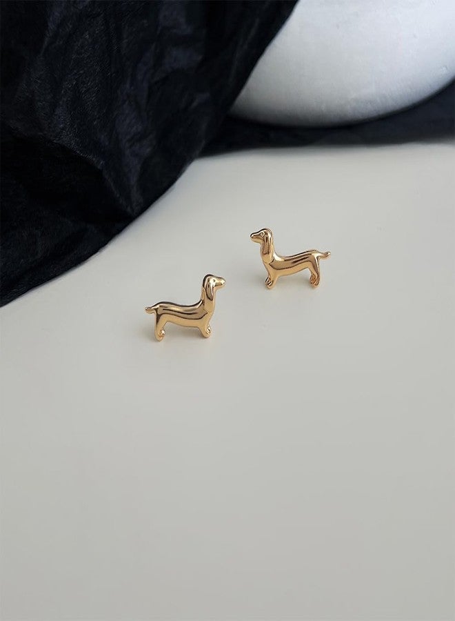 Izpack Dachshund Dog Stud Earrings Cute Tiny Puppy Animal Pet Cartilage Studs Earring for Women Daughter Friend Lovely Birthday Jewelry (Gold) - Image 3