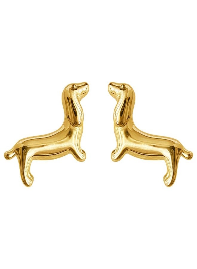 Izpack Dachshund Dog Stud Earrings Cute Tiny Puppy Animal Pet Cartilage Studs Earring for Women Daughter Friend Lovely Birthday Jewelry (Gold) - Image 1