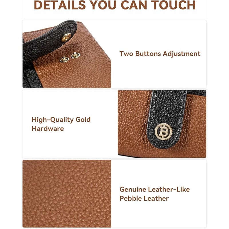 Bostanten Slim Wallet for Women Small RFID Blocking Credit Card Holder Leather Bifold Wallets with Zipper Coin Pocket Black＆Brown - Image 3