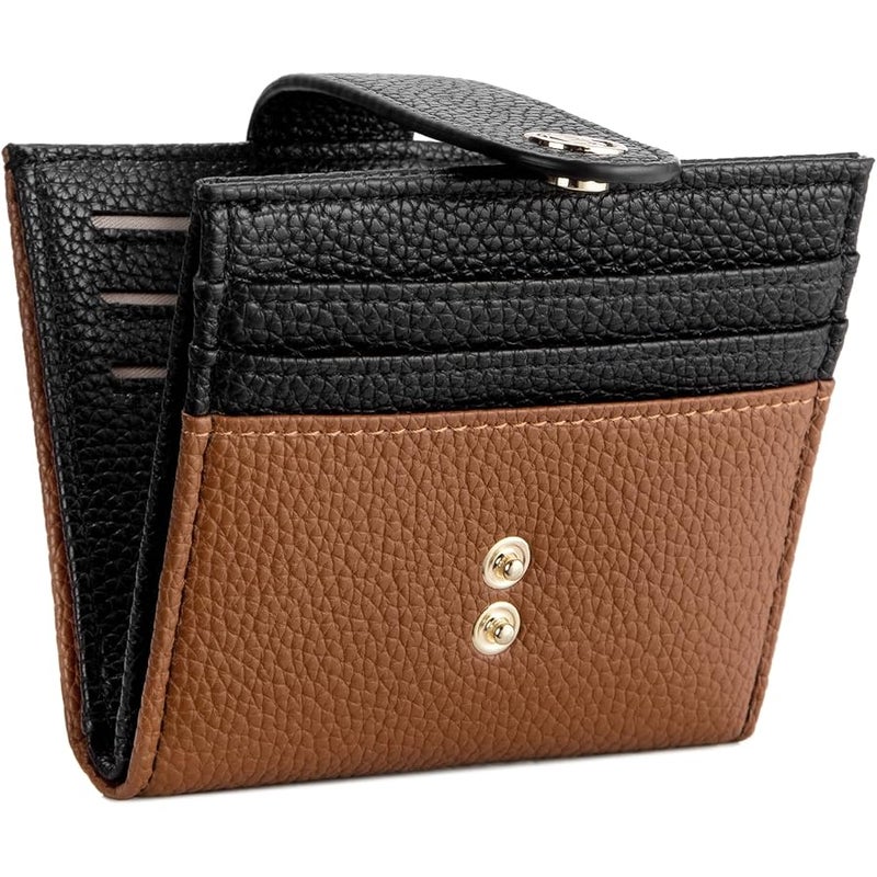 Bostanten Slim Wallet for Women Small RFID Blocking Credit Card Holder Leather Bifold Wallets with Zipper Coin Pocket Black＆Brown - Image 1