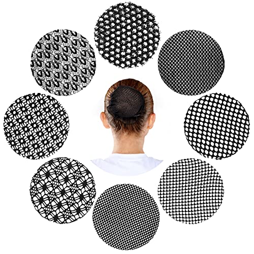 Waydress 8 Pcs Ballet Hair Net Bun Cover Invisible Elastic Edge Mesh Hair Nets Mesh Hairs Bun Set for Women Dance Accessories(Classic Style) - Image 1