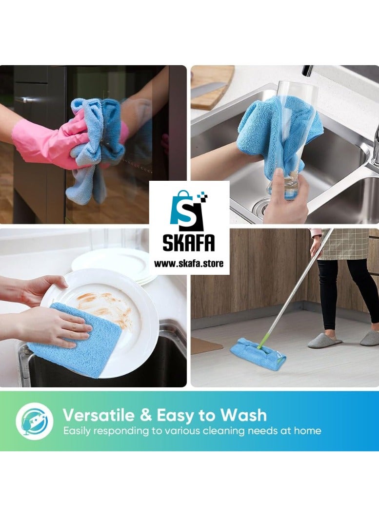 SKAFA Microfiber Cleaning Cloth  12 Pcs | 30 X 30 CM Ultra Absorbent Towels | Premium Microfiber Towels for House, Kitchen, Windows, Cars & More (Blue) - Image 3