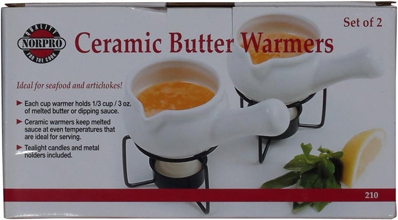 Norpro Ceramic Butter Warmers Set of 2 with Stands and Tea Lights - Image 2