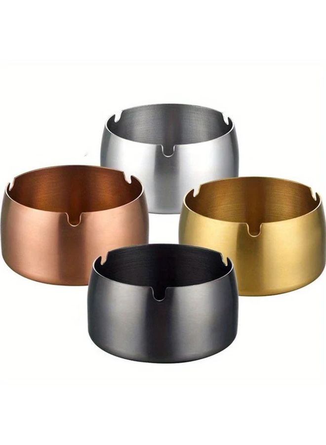 Silvery Stainless Steel Windproof Ashtray Thickened Creative Stylish For Indoor Outdoor - Image 4