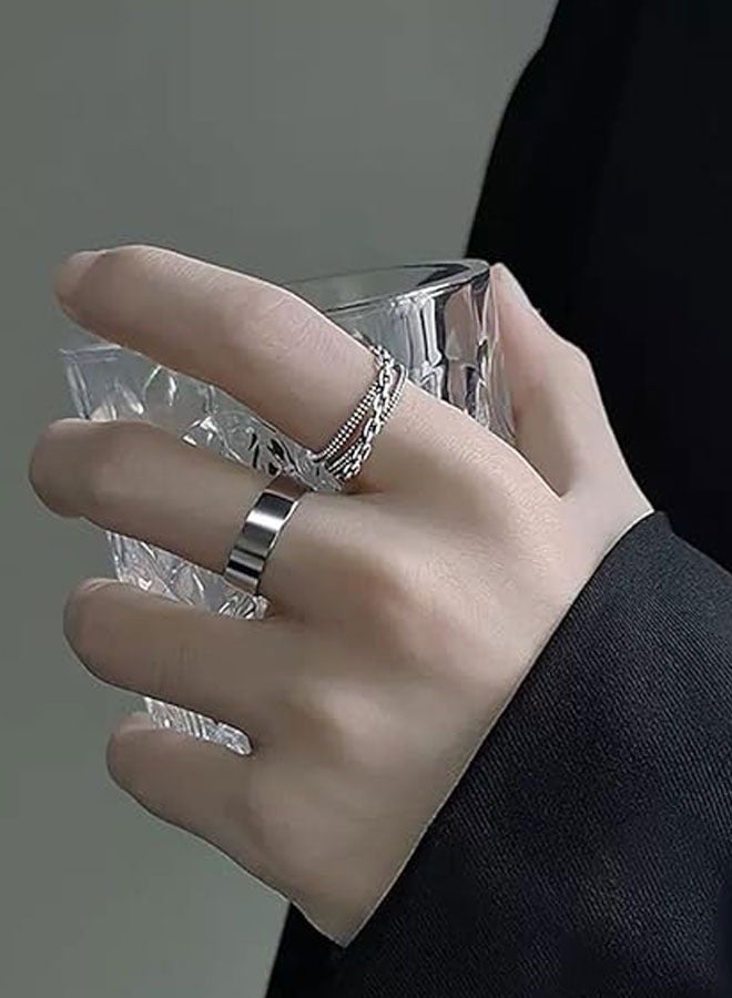 HAWAWA Open Adjustable Rings Set Unisex Stacking Ring Stackable Jewelry Gift Finger Rings for Women Men Girls Boys 6pcs Silver  - Image 4