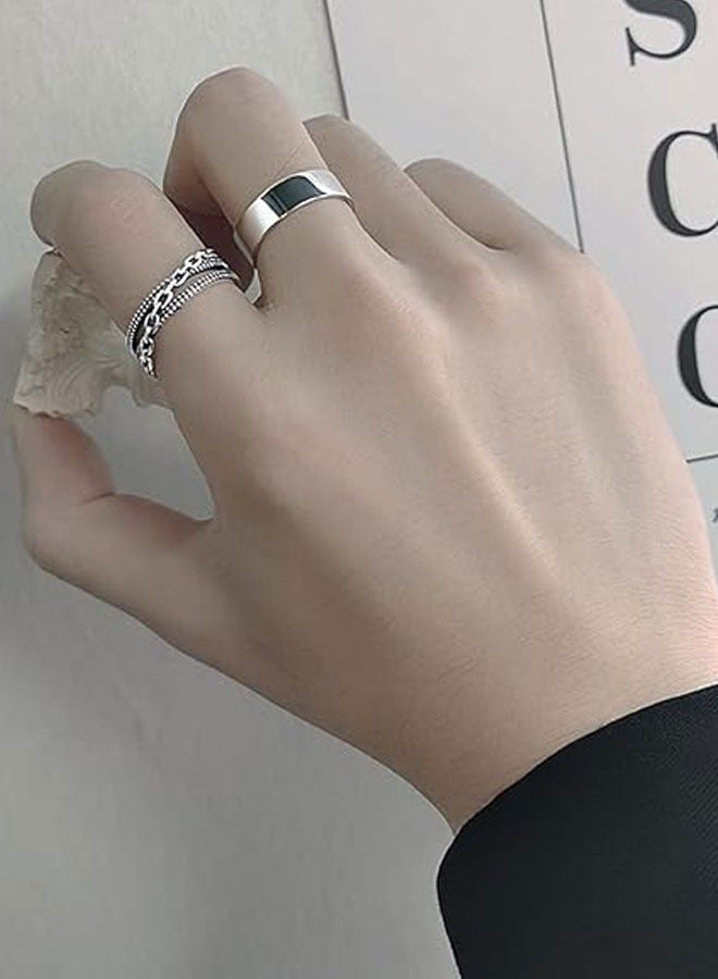 HAWAWA Open Adjustable Rings Set Unisex Stacking Ring Stackable Jewelry Gift Finger Rings for Women Men Girls Boys 6pcs Silver  - Image 5