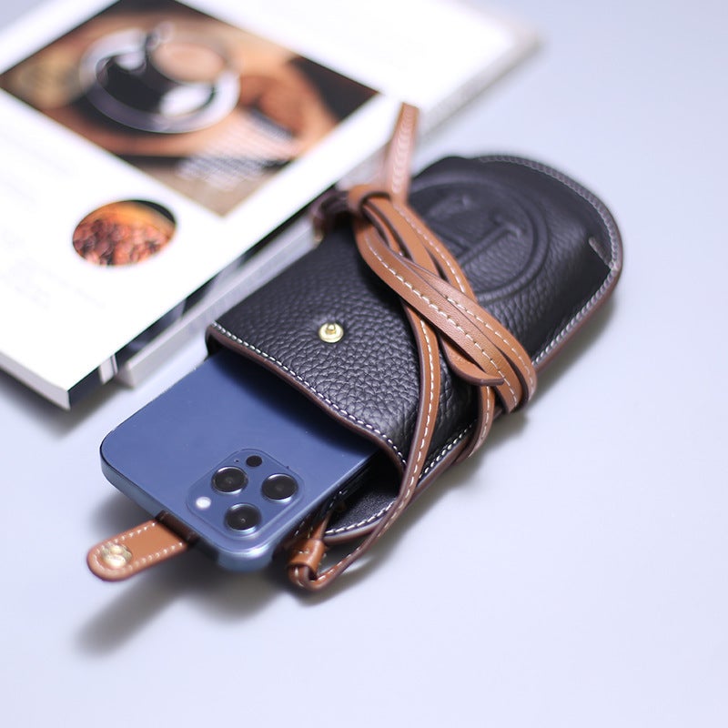 2023 Style Genuine Leather Mobile Phone Bag Women'S New Trendy Fashion Super Crossbody Packaging Mobile Phone Small Bag Western Style Lightweight - Image 3