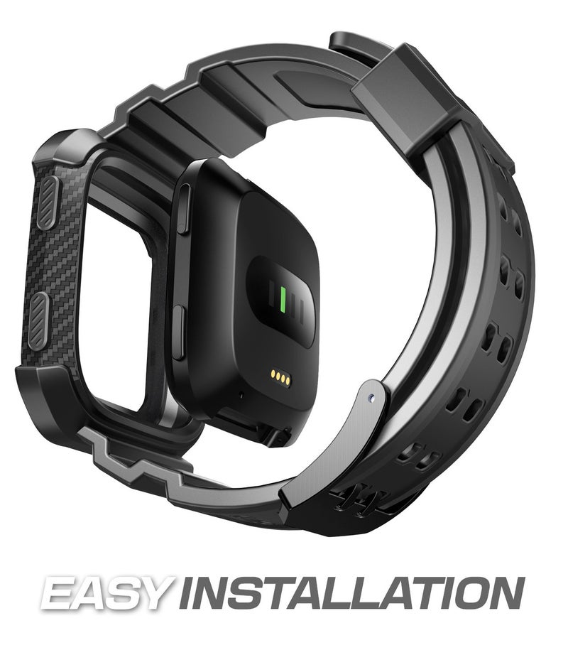 SUPCASE Watch Bands for Fitbit Versa & Versa Lite, Unicorn Beetle Pro Protective Replacement Wristband Case Band (Black) - Image 3