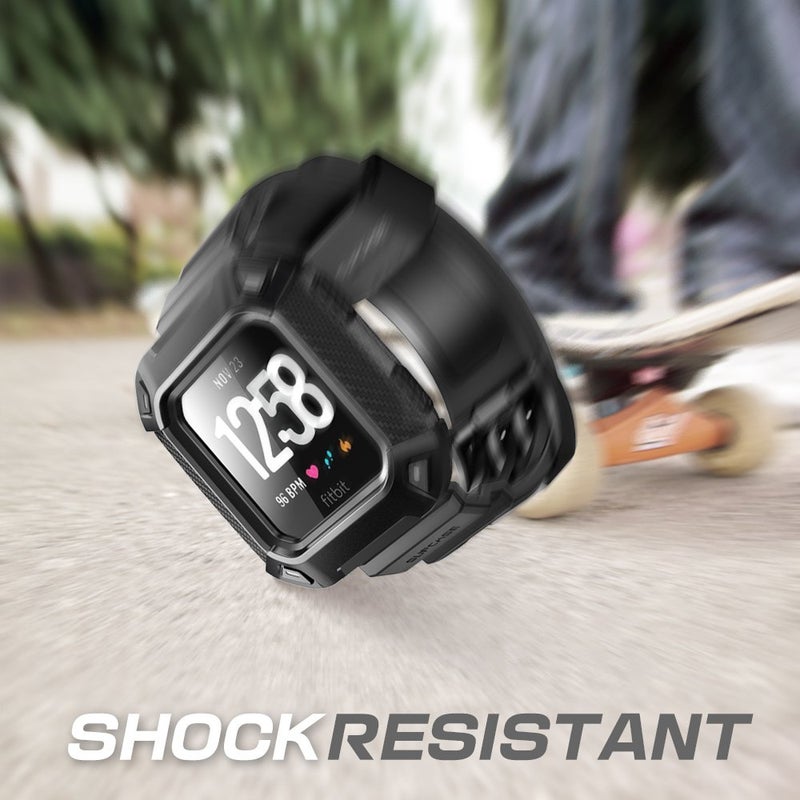 SUPCASE Watch Bands for Fitbit Versa & Versa Lite, Unicorn Beetle Pro Protective Replacement Wristband Case Band (Black) - Image 5