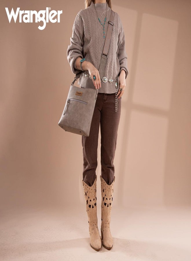 Wrangler Cross Body Bag for Woman Vegan Leather Crossbody Purse Medium Trendy Travel Purse Large Capacity Lightweight Shoulder Handbag Khaki WG117G-9360KH - Image 2