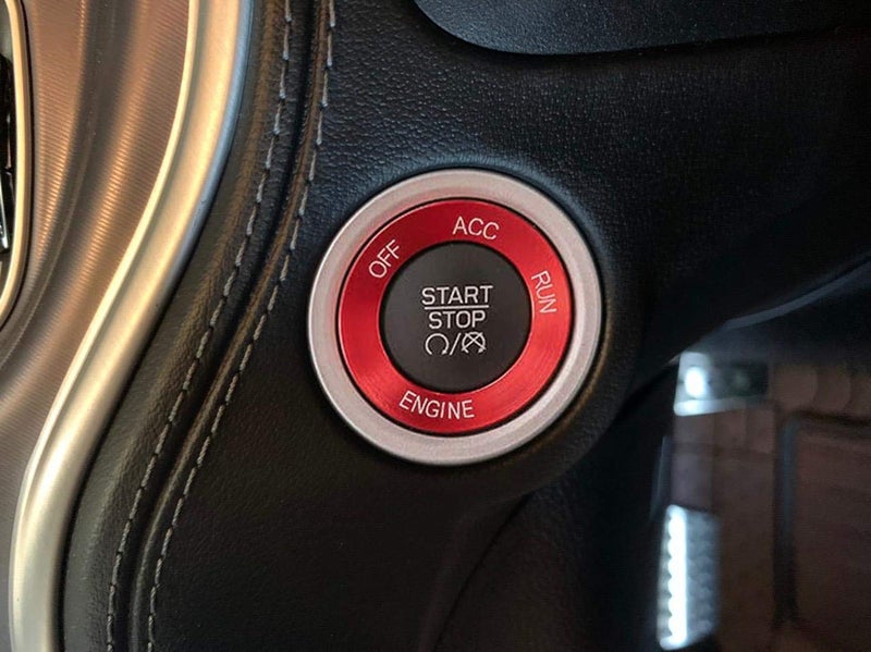 Kujunpao for Challeger Air Conditioner Turn Signal Light Climate Volume Auto Center Console Knob Ring Compatible with Dodge Challenger/Charger/Chrysler Stop Start Button Sticker 2015-2019 (Red) - Image 5
