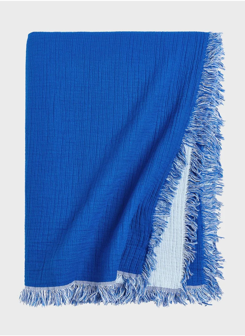 H&M Fringed Cotton Muslin Bedspread