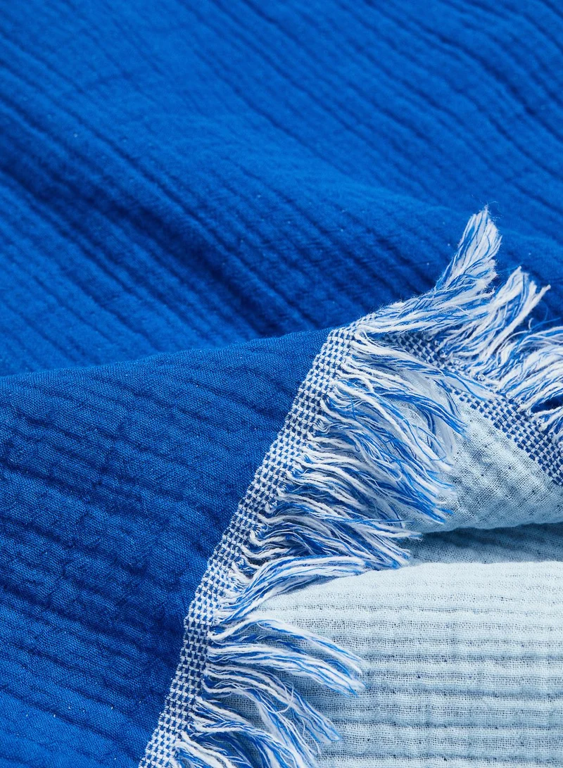 اتش اند ام Fringed Cotton Muslin Bedspread