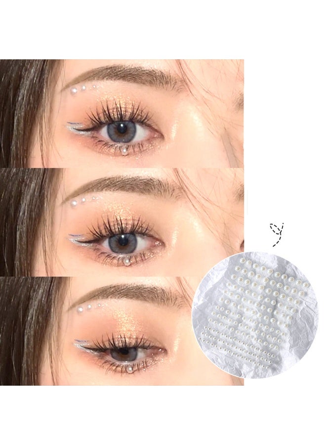 3 ورقات ثلاثية الأبعاد ذاتية اللصق من ملصقات ظلال العيون البيضاء اللؤلؤية للجسم، زينة فنية للأظافر للنساء، إكسسوارات حرفية يدوية للأطفال - Image 4