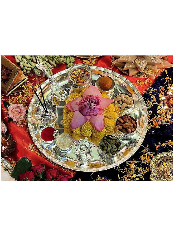 BENGALEN BENGALEN Premium Silver Plated Pooja thali Set 12 Inch with Accessories for Festival Ethnic Puja Items for Diwali, Home, Temple, Office, Wedding Gift  - Image 5