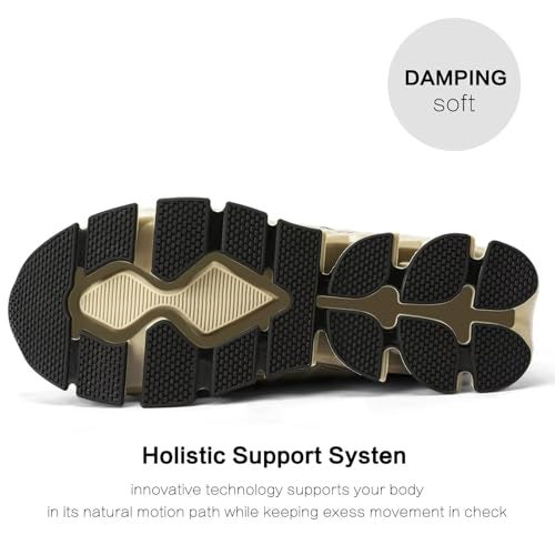 Kapsen Mens Slip On Walking Shoes Blade Non Slip Tennis Running Shoes Lightweight Workout Breathable Mesh Fashion Sneakers Khaki - Image 5