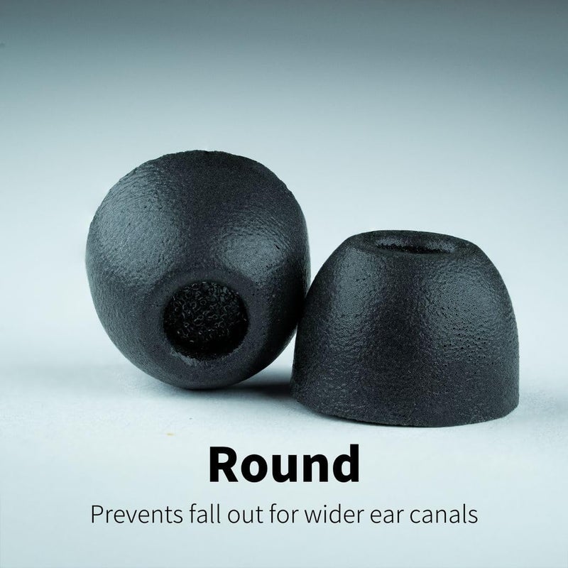 Comply 500 Core Series | Memory Foam Replacement IEM Ear Tips for KZ, Moondrop, FiiO Sennheiser & More | Superior Noise Isolation, Ultimate Comfort, Secure Fit | Round, Black (S/M/L) (3 Pairs) - Image 2