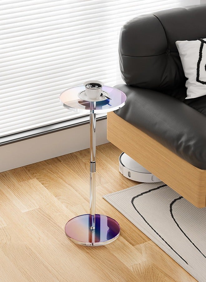 XiuWoo Creative Acrylic Side Table 25x25x54cm Iridescent Finish Round End Table for Small Spaces Living Room Bedroom Office Lightweight Durable Drink Table with Tool-Free Assembly Modern Home Decor - Image 1