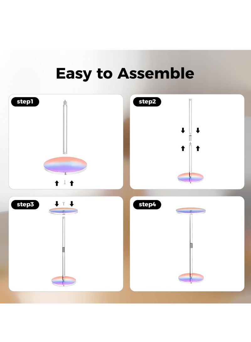 XiuWoo Creative Acrylic Side Table 25x25x54cm Iridescent Finish Round End Table for Small Spaces Living Room Bedroom Office Lightweight Durable Drink Table with Tool-Free Assembly Modern Home Decor - Image 5