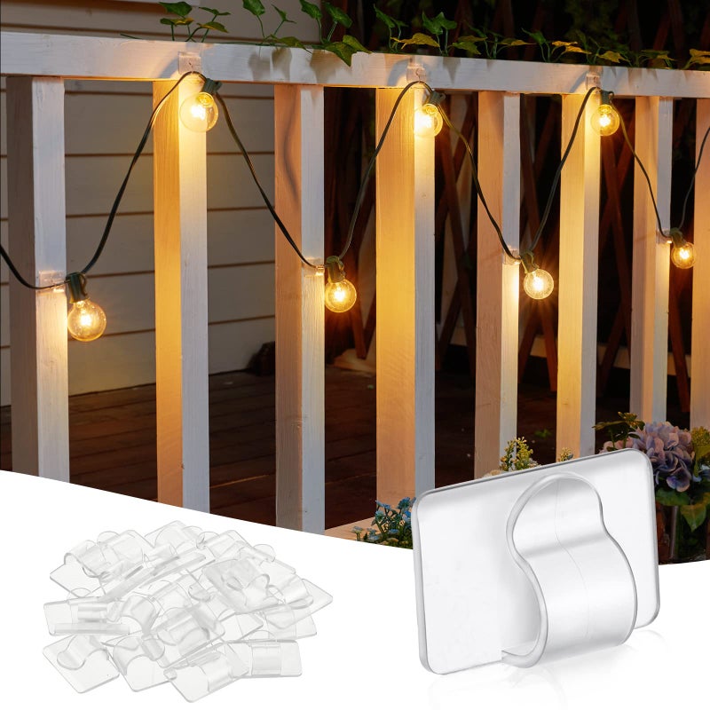 Brightown Brightown UVResistant Cable Clips and Stickers 25 Clips  30 Stickers  for Indoor  Outdoor Light Cords 