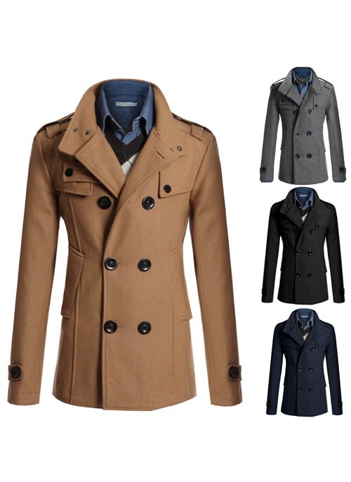 Generic - 2015 New Mens Wool Trench Coat Navy blue - Image 1