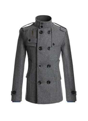Generic - 2015 New Mens Wool Trench Coat Navy blue - Image 1