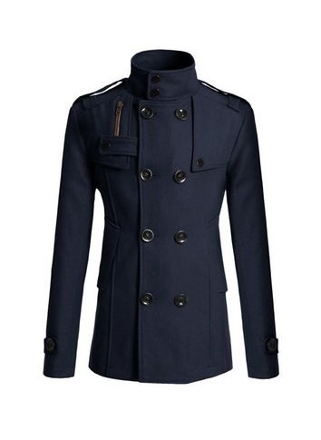 Generic - 2015 New Mens Wool Trench Coat Navy blue - Image 1